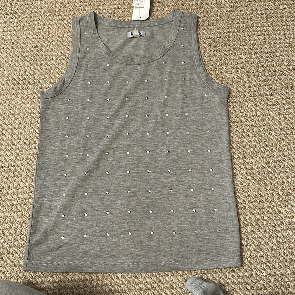 Mia top kids xl grey studded